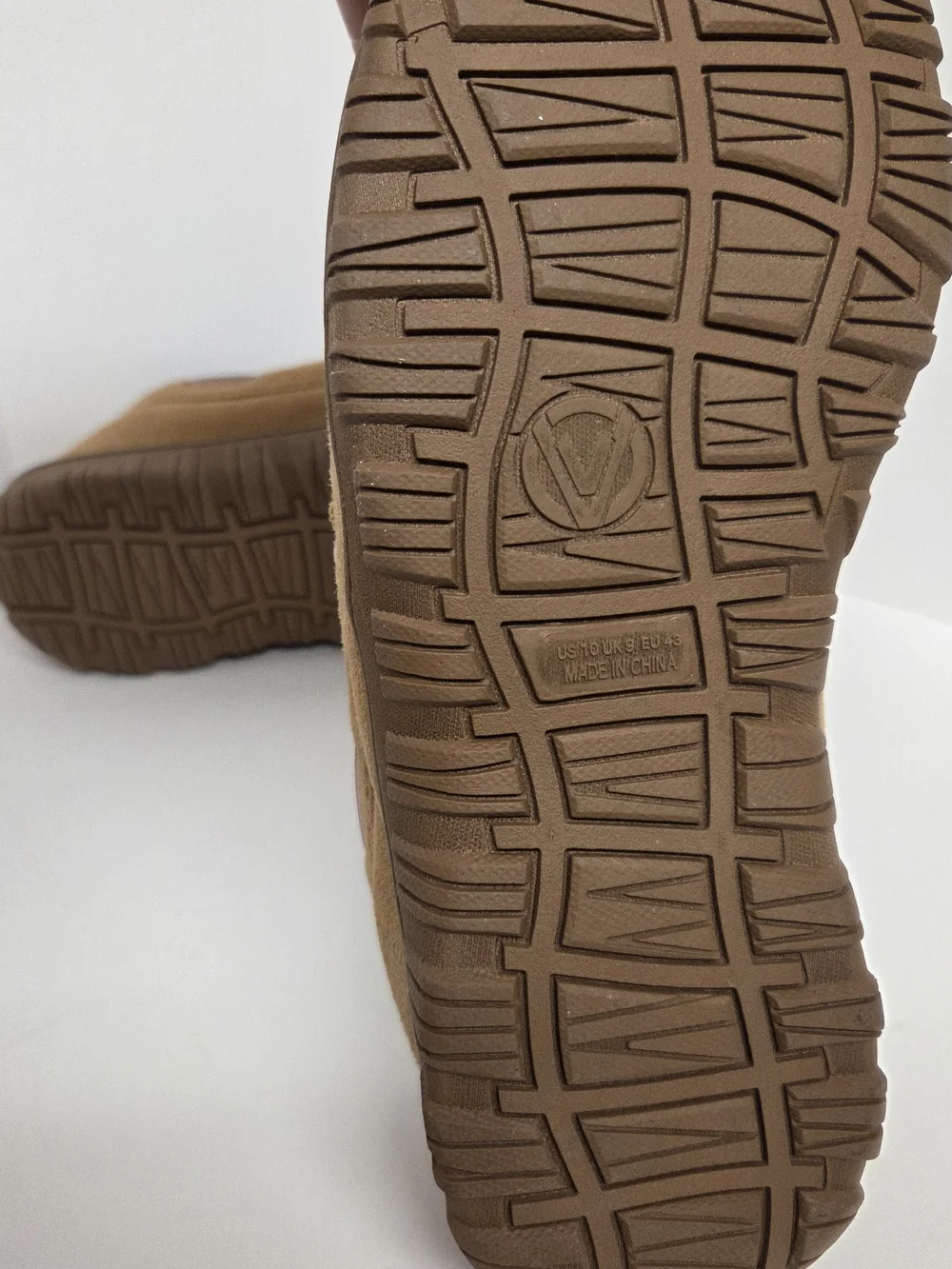 Men's Suede-Look Slip-On Moccasins in Tan with Plaid Lining. Size 10 #0252